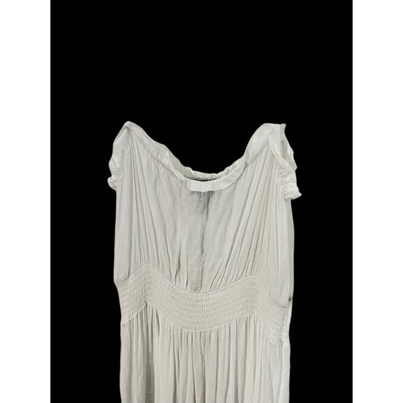 NWT Aqua Swim Tiered Cover-up Maxi Dress •Women XL• Ivory Smocked Sleeveless - Picture 3 of 11